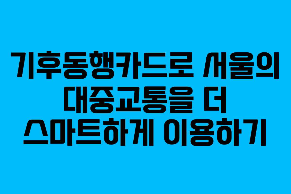 기후동행카드로 서울의 대중교통을 더 스마트하게 이용하기