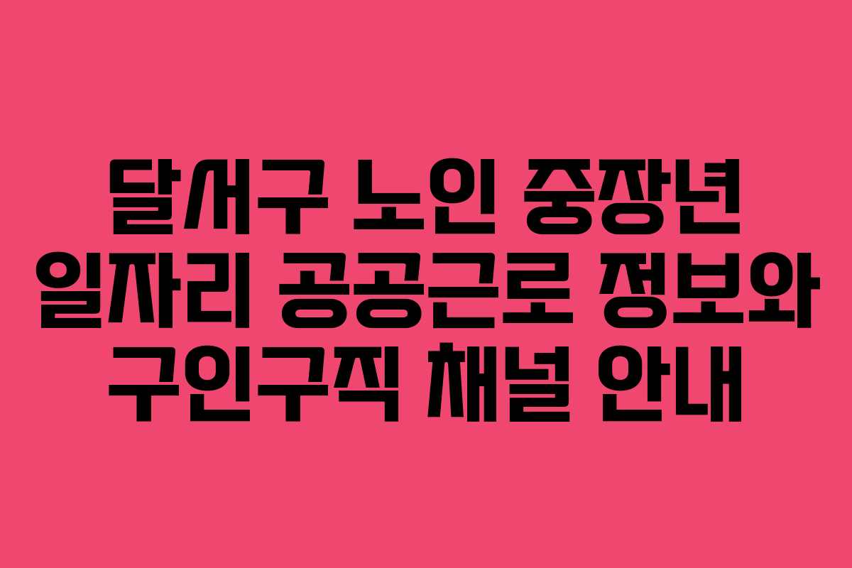 달서구 노인 중장년 일자리 공공근로 정보와 구인구직 채널 안내