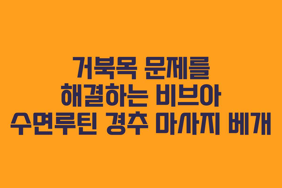 거북목 문제를 해결하는 비브아 수면루틴 경추 마사지 베개
