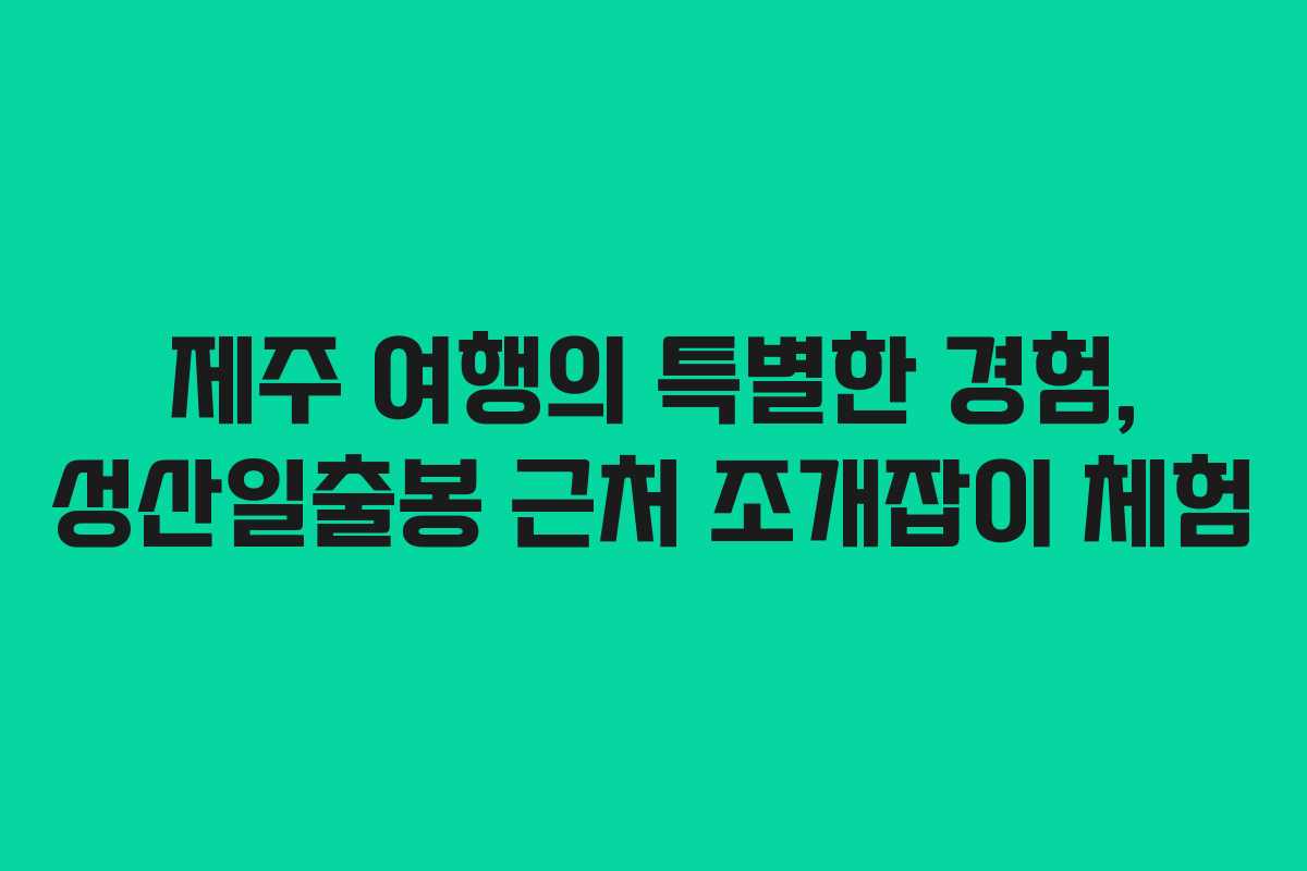 제주 여행의 특별한 경험, 성산일출봉 근처 조개잡이 체험