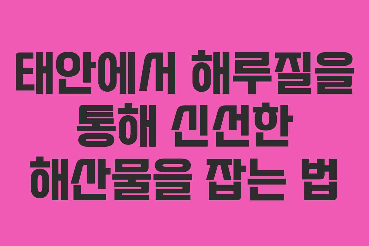 태안에서 해루질을 통해 신선한 해산물을 잡는 법