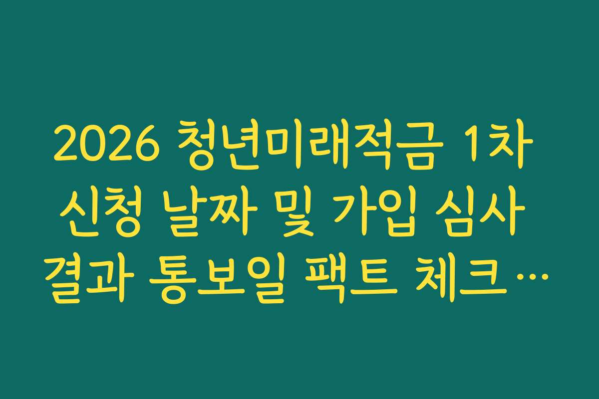 2026 청년미래적금 1차 신청 날짜 및 가입 심사 결과 통보일 팩트 체크리스트