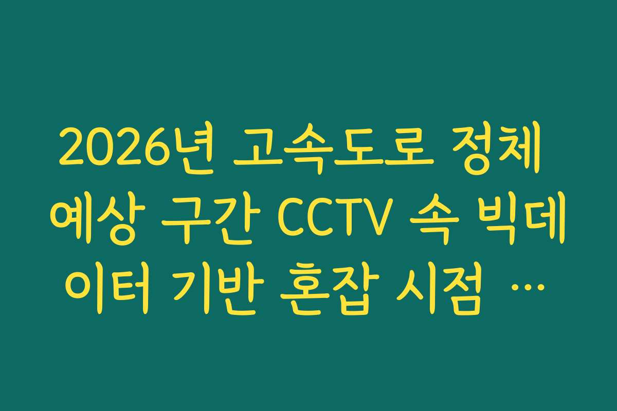 2026년 고속도로 정체 예상 구간 CCTV 속 빅데이터 기반 혼잡 시점 분석
