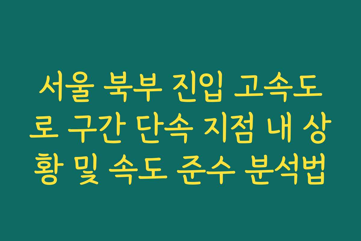 서울 북부 진입 고속도로 구간 단속 지점 내 상황 및 속도 준수 분석법