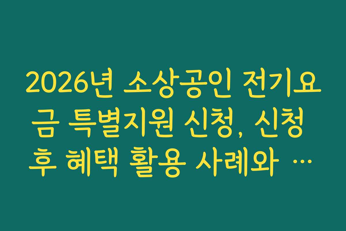 2026년 소상공인 전기요금 특별지원 신청, 신청 후 혜택 활용 사례와 성공 스토리