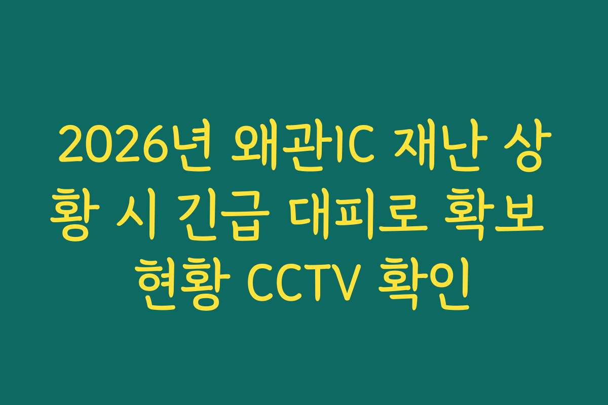 2026년 왜관IC 재난 상황 시 긴급 대피로 확보 현황 CCTV 확인