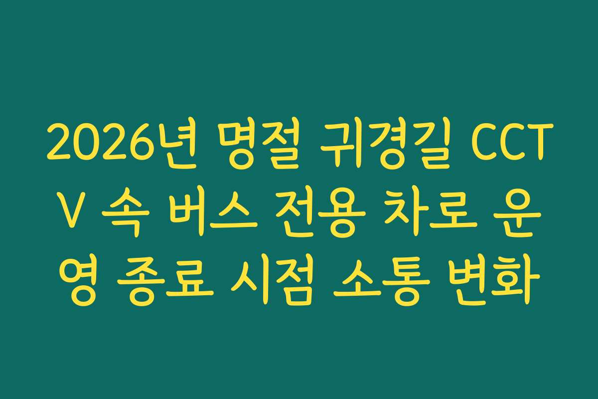 2026년 명절 귀경길 CCTV 속 버스 전용 차로 운영 종료 시점 소통 변화