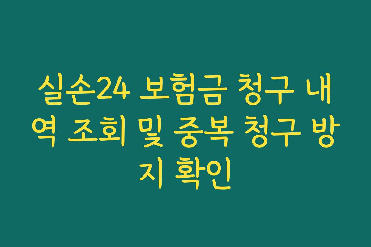 실손24 보험금 청구 내역 조회 및 중복 청구 방지 확인