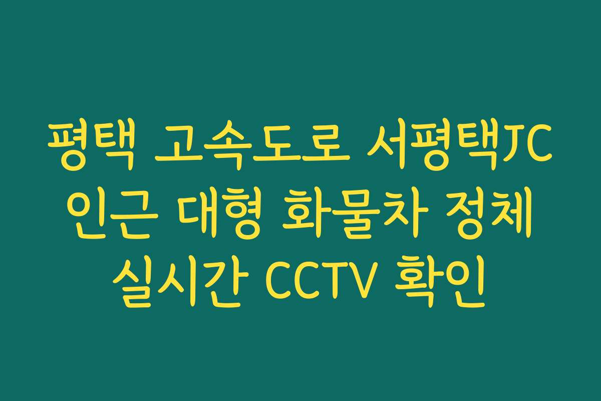 평택 고속도로 서평택JC 인근 대형 화물차 정체 실시간 CCTV 확인