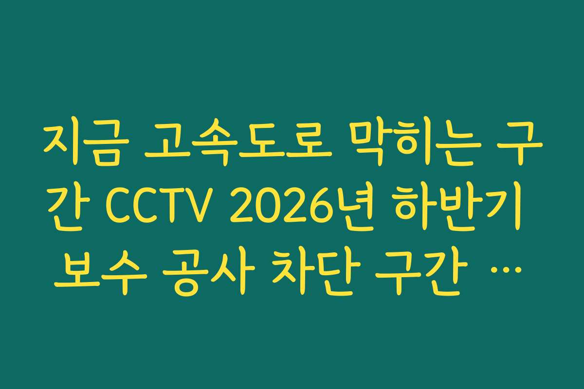 지금 고속도로 막히는 구간 CCTV 2026년 하반기 보수 공사 차단 구간 체크