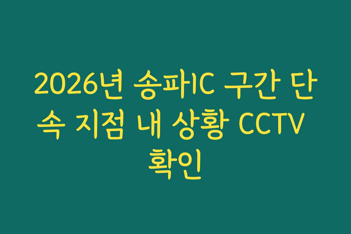 2026년 송파IC 구간 단속 지점 내 상황 CCTV 확인