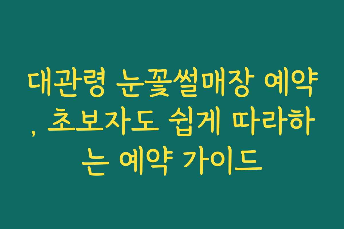 대관령 눈꽃썰매장 예약, 초보자도 쉽게 따라하는 예약 가이드
