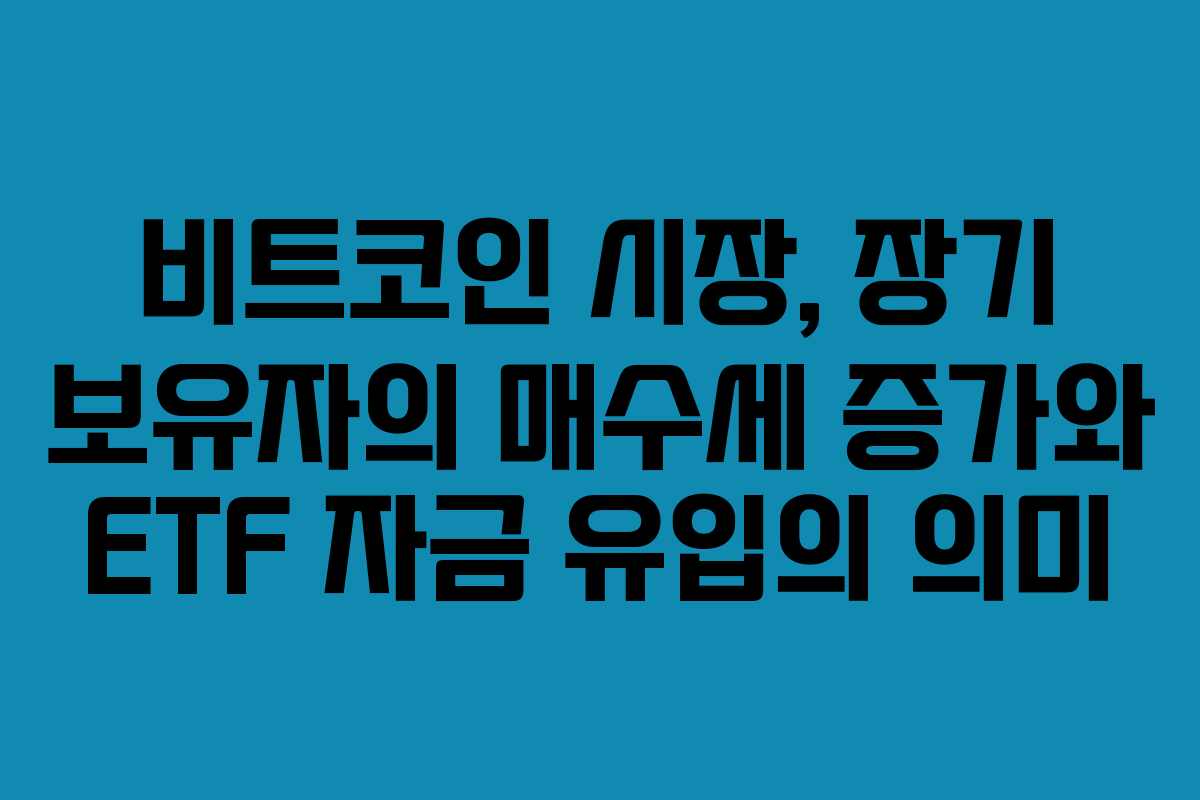 비트코인 시장, 장기 보유자의 매수세 증가와 ETF 자금 유입의 의미