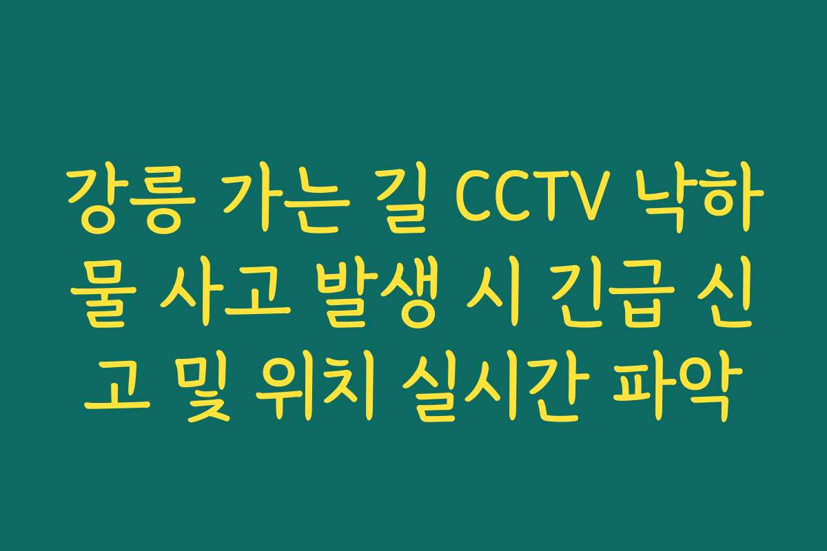 강릉 가는 길 CCTV 낙하물 사고 발생 시 긴급 신고 및 위치 실시간 파악