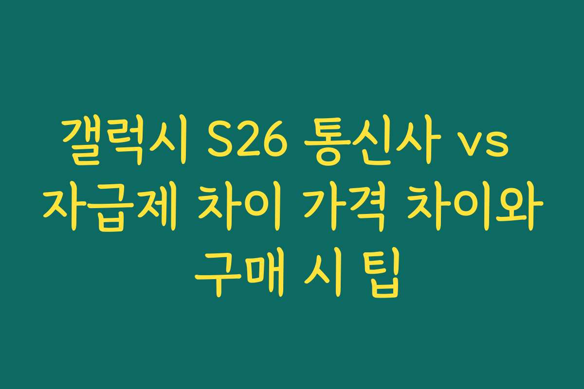 갤럭시 S26 통신사 vs 자급제 차이 가격 차이와 구매 시 팁