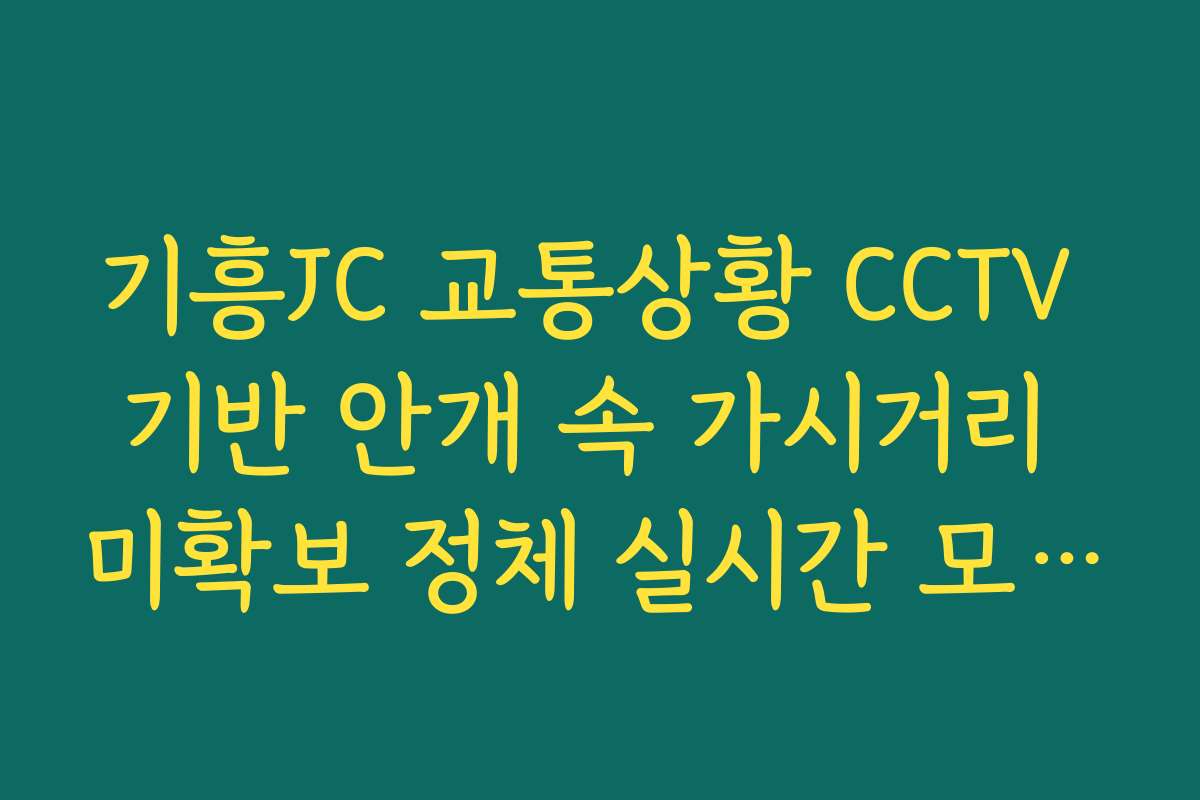 기흥JC 교통상황 CCTV 기반 안개 속 가시거리 미확보 정체 실시간 모니터링