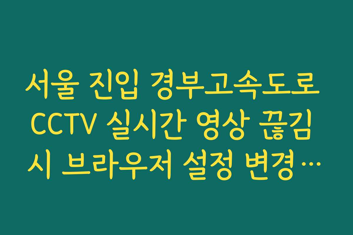 서울 진입 경부고속도로 CCTV 실시간 영상 끊김 시 브라우저 설정 변경 가이드