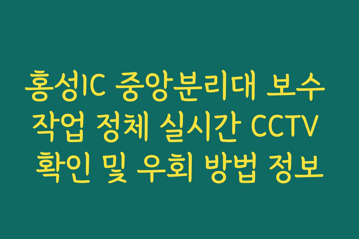 홍성IC 중앙분리대 보수 작업 정체 실시간 CCTV 확인 및 우회 방법 정보