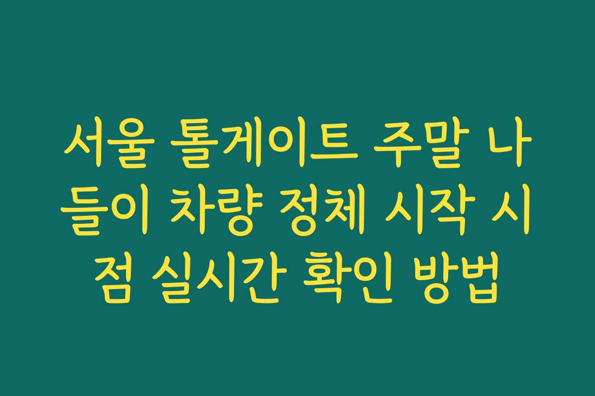 서울 톨게이트 주말 나들이 차량 정체 시작 시점 실시간 확인 방법