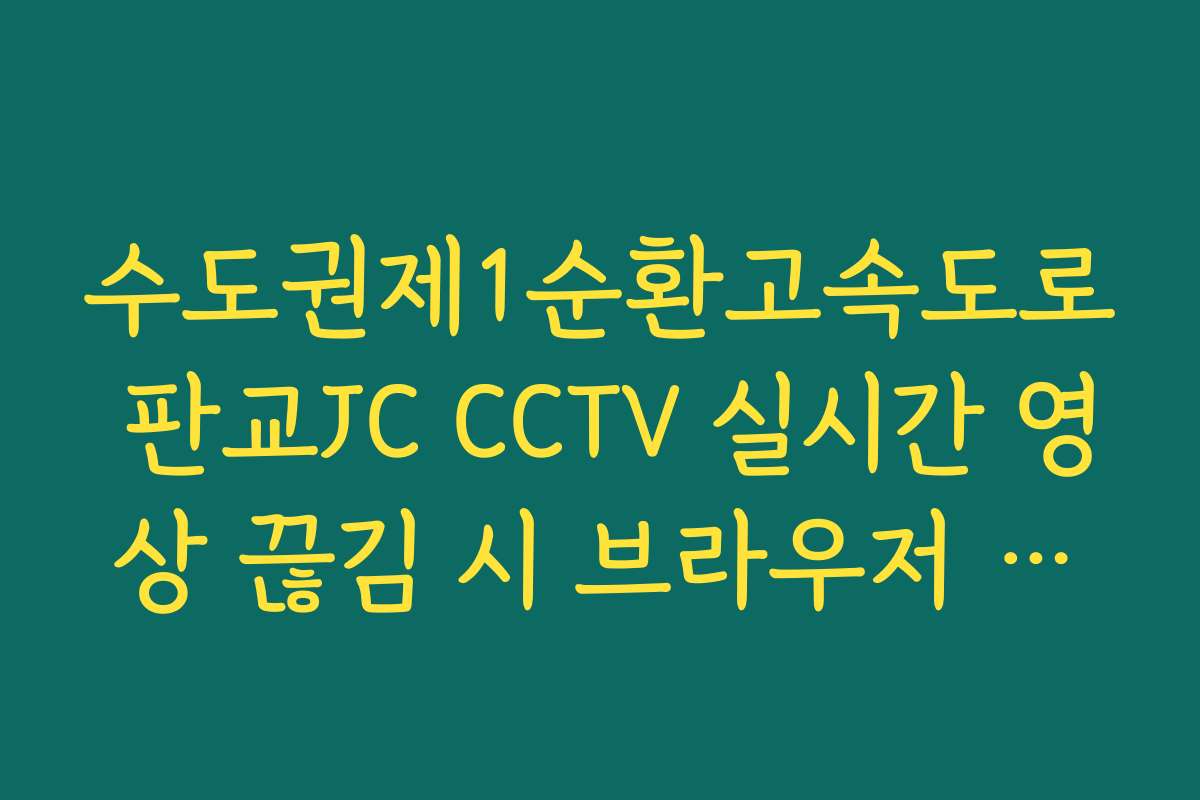 수도권제1순환고속도로 판교JC CCTV 실시간 영상 끊김 시 브라우저 최적화법