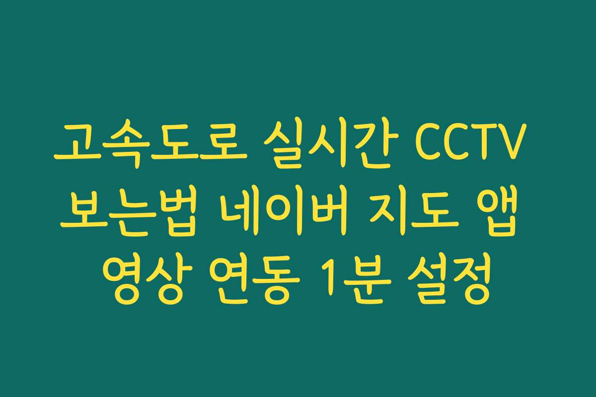 고속도로 실시간 CCTV 보는법 네이버 지도 앱 영상 연동 1분 설정