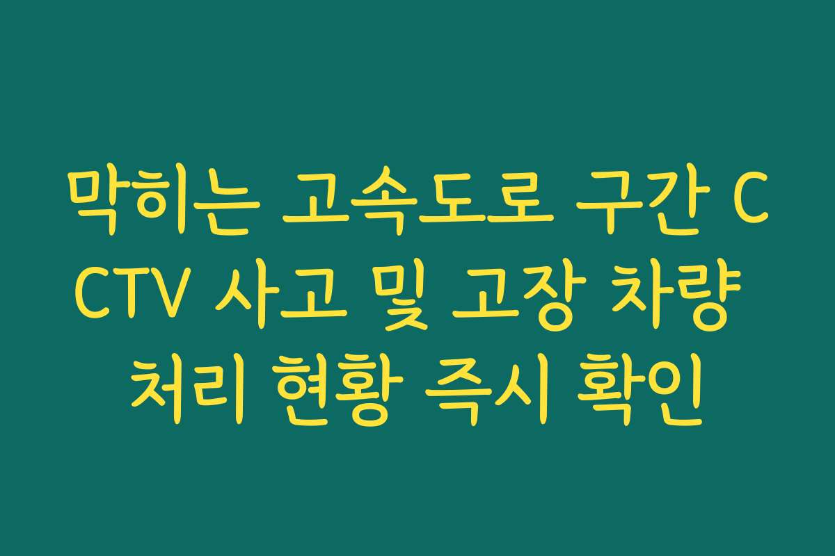 막히는 고속도로 구간 CCTV 사고 및 고장 차량 처리 현황 즉시 확인