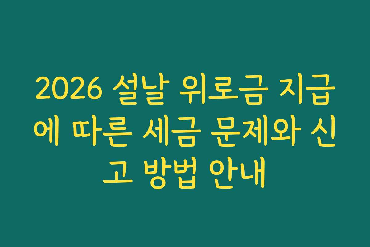 2026 설날 위로금 지급에 따른 세금 문제와 신고 방법 안내