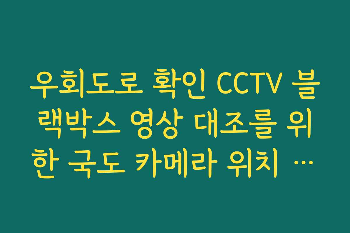 우회도로 확인 CCTV 블랙박스 영상 대조를 위한 국도 카메라 위치 번호