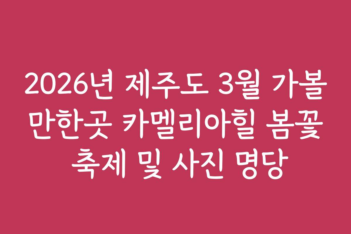 2026년 제주도 3월 가볼만한곳 카멜리아힐 봄꽃 축제 및 사진 명당
