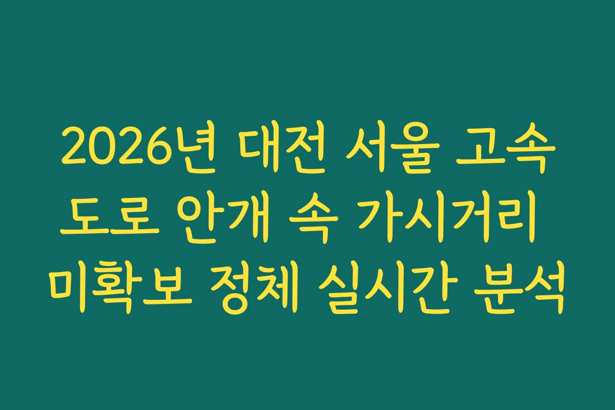 2026년 대전 서울 고속도로 안개 속 가시거리 미확보 정체 실시간 분석