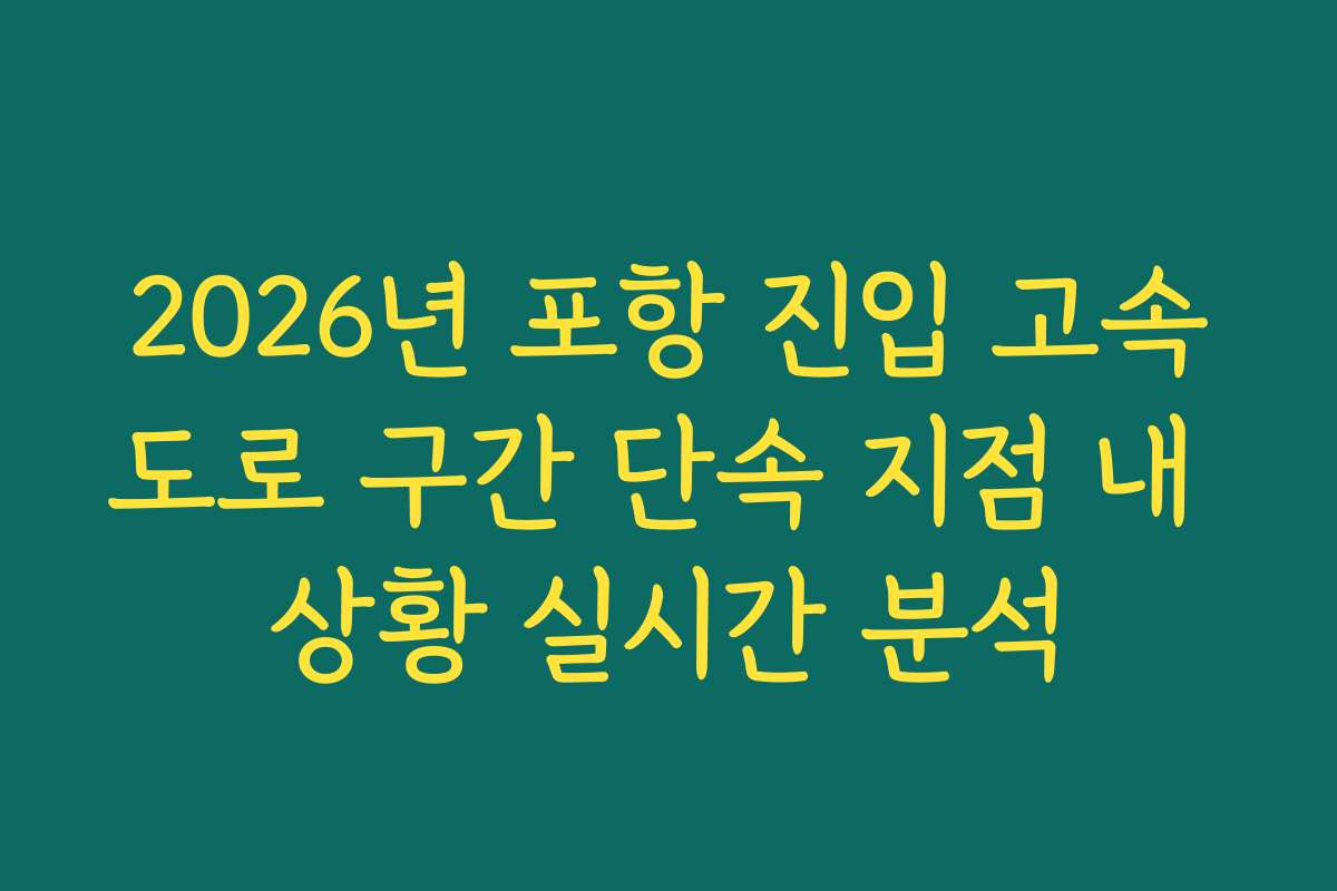 2026년 포항 진입 고속도로 구간 단속 지점 내 상황 실시간 분석