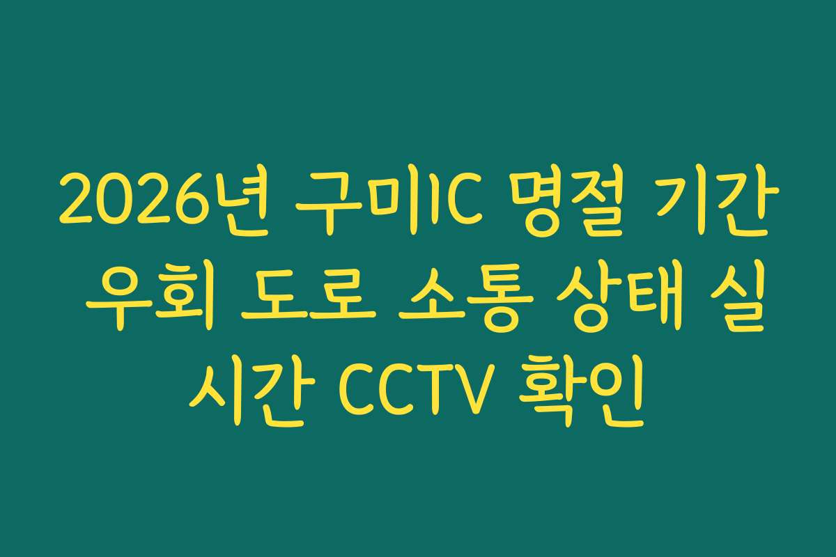 2026년 구미IC 명절 기간 우회 도로 소통 상태 실시간 CCTV 확인