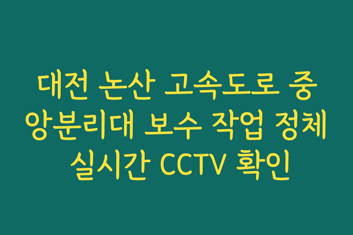 대전 논산 고속도로 중앙분리대 보수 작업 정체 실시간 CCTV 확인