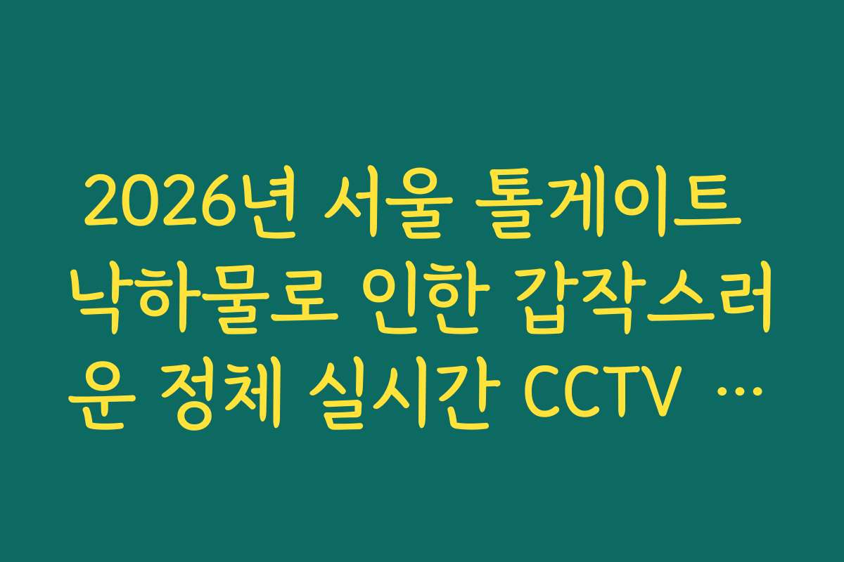 2026년 서울 톨게이트 낙하물로 인한 갑작스러운 정체 실시간 CCTV 확인