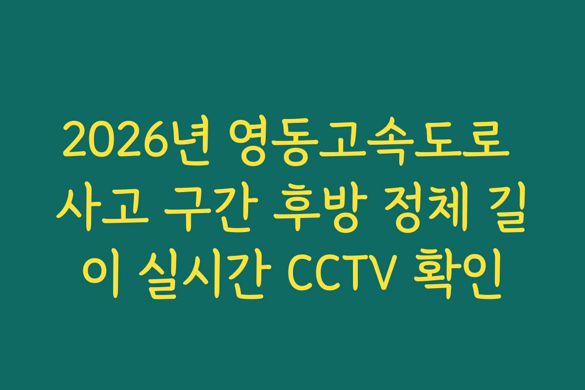 2026년 영동고속도로 사고 구간 후방 정체 길이 실시간 CCTV 확인