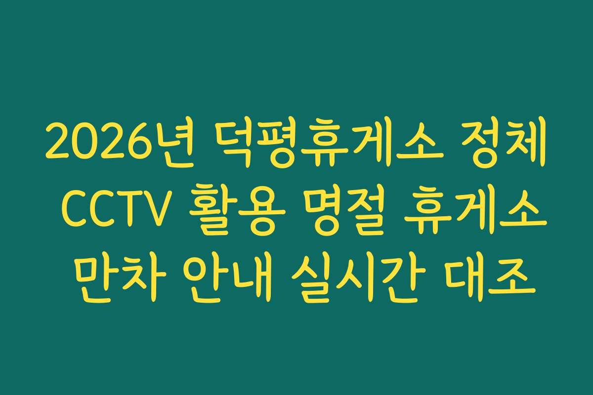 2026년 덕평휴게소 정체 CCTV 활용 명절 휴게소 만차 안내 실시간 대조