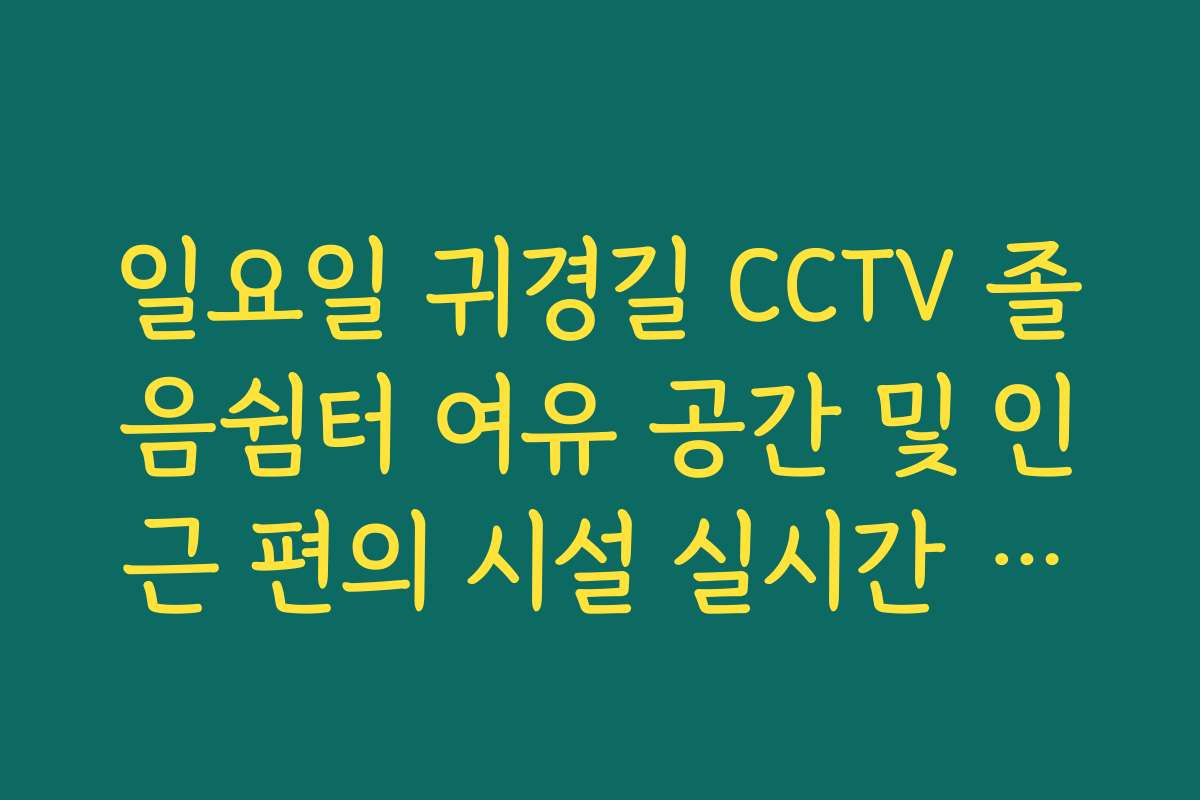 일요일 귀경길 CCTV 졸음쉼터 여유 공간 및 인근 편의 시설 실시간 정보