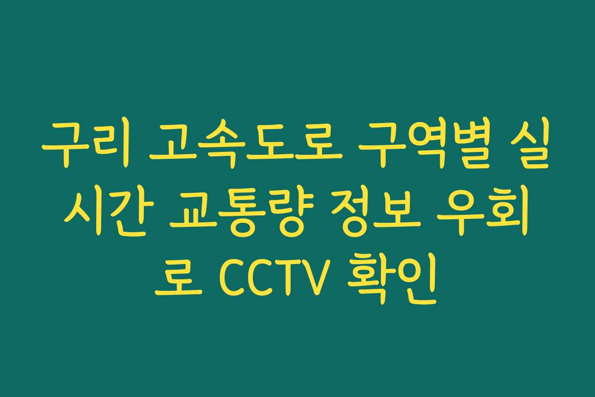 구리 고속도로 구역별 실시간 교통량 정보 우회로 CCTV 확인