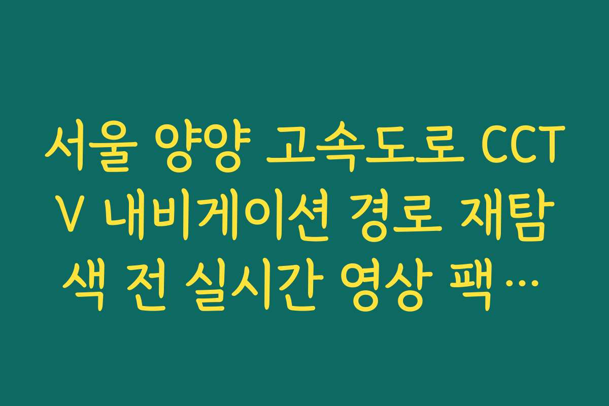 서울 양양 고속도로 CCTV 내비게이션 경로 재탐색 전 실시간 영상 팩트체크