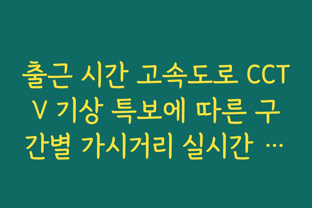 출근 시간 고속도로 CCTV 기상 특보에 따른 구간별 가시거리 실시간 육안 체크
