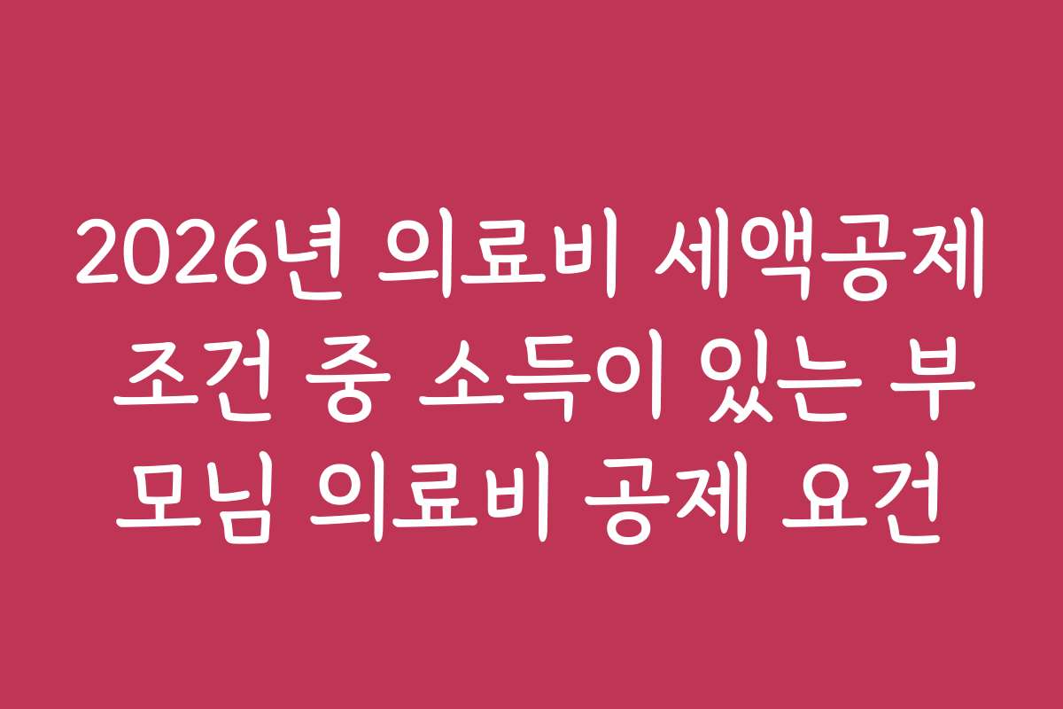 2026년 의료비 세액공제 조건 중 소득이 있는 부모님 의료비 공제 요건