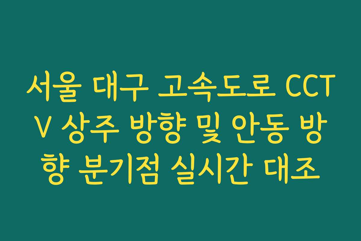 서울 대구 고속도로 CCTV 상주 방향 및 안동 방향 분기점 실시간 대조