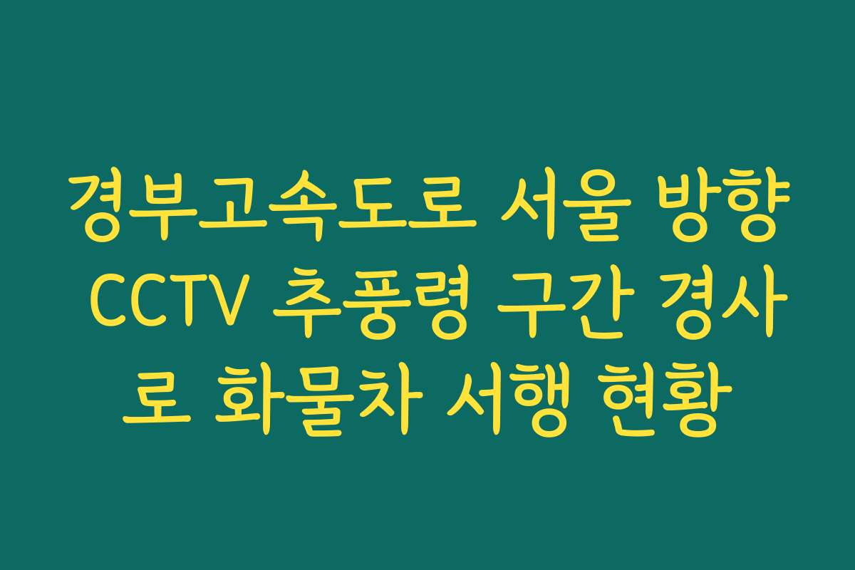 경부고속도로 서울 방향 CCTV 추풍령 구간 경사로 화물차 서행 현황