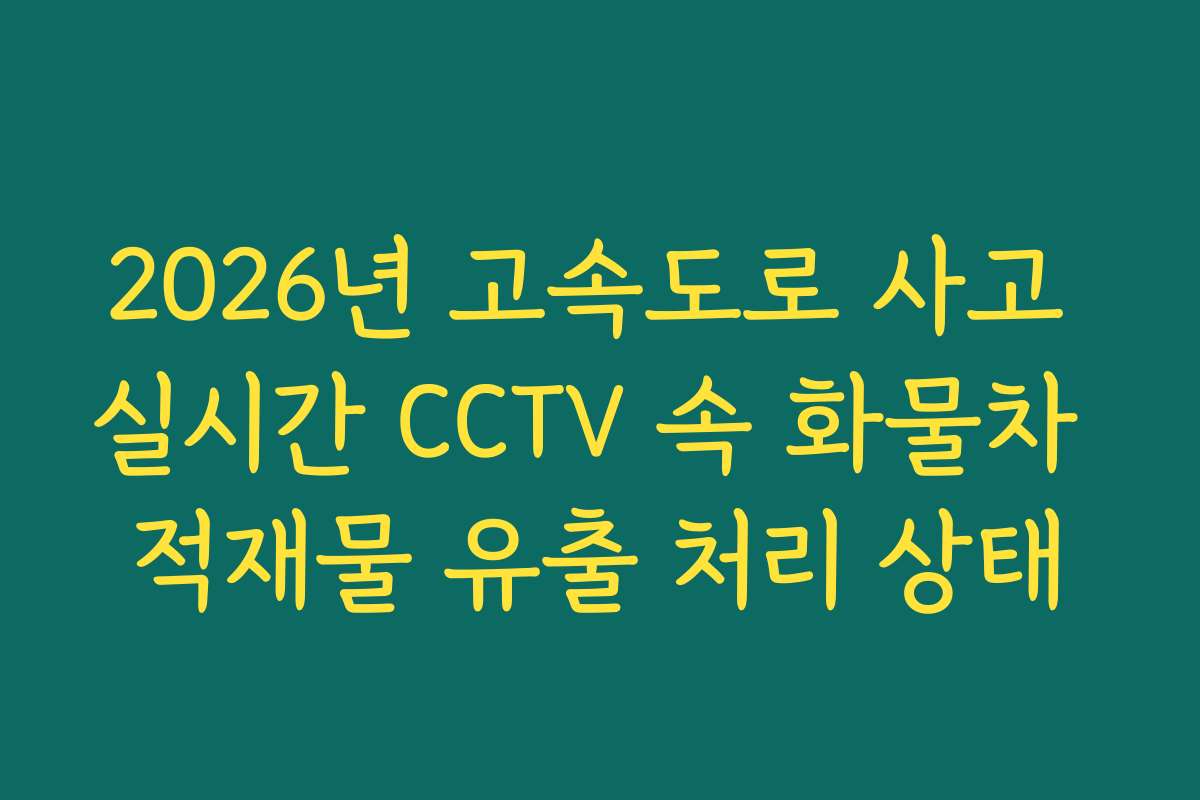 2026년 고속도로 사고 실시간 CCTV 속 화물차 적재물 유출 처리 상태