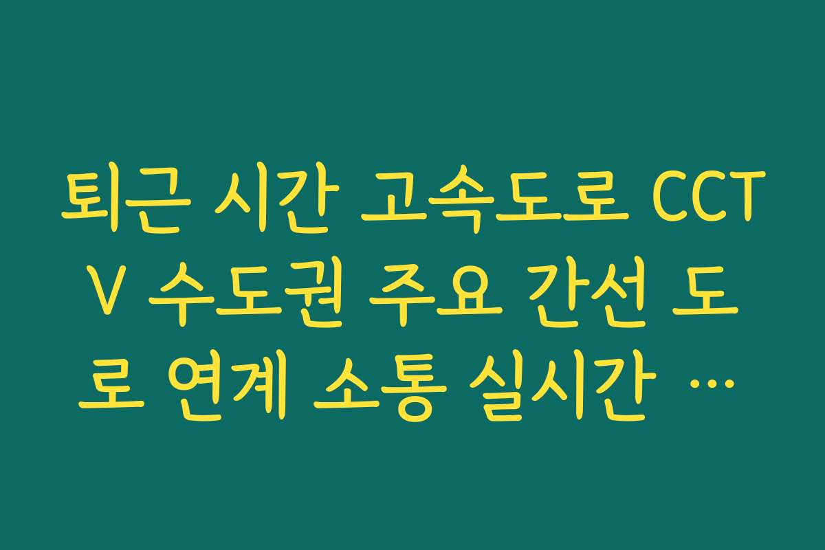 퇴근 시간 고속도로 CCTV 수도권 주요 간선 도로 연계 소통 실시간 지도 보기