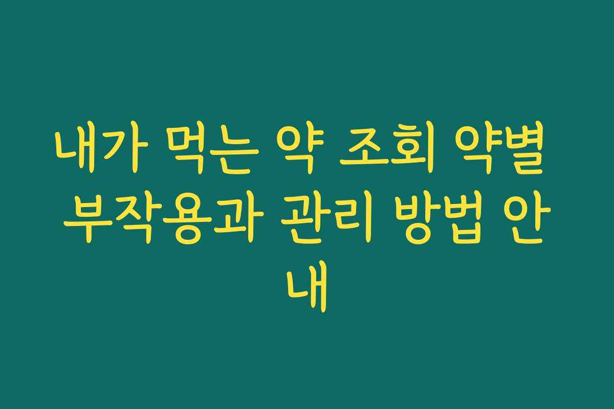내가 먹는 약 조회 약별 부작용과 관리 방법 안내
