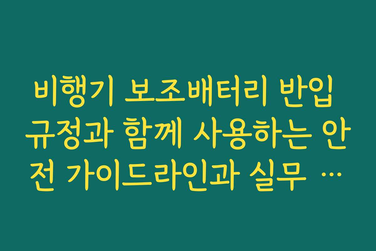 비행기 보조배터리 반입 규정과 함께 사용하는 안전 가이드라인과 실무 팁을 알려드립니다