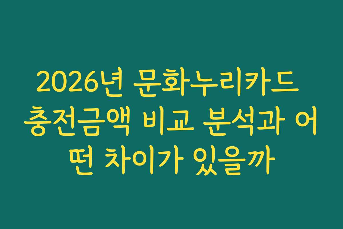 2026년 문화누리카드 충전금액 비교 분석과 어떤 차이가 있을까