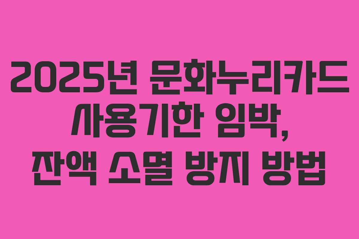 2025년 문화누리카드 사용기한 임박, 잔액 소멸 방지 방법