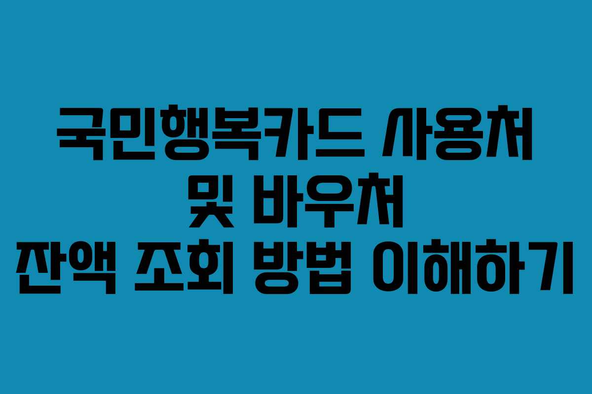 국민행복카드 사용처 및 바우처 잔액 조회 방법 이해하기